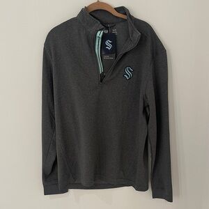NWT NHL the Seattle Kraken Gray Quarter-Zip‎ Pullover with Logo SIZE Medium
